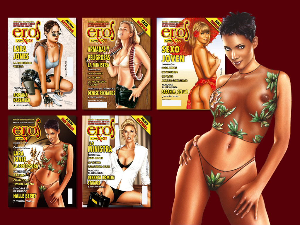 Portadas de las revistas EROS Comix números 10, 18, 20, 21 y 22